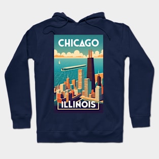 A Vintage Travel Art of Chicago - Illinois - US Hoodie